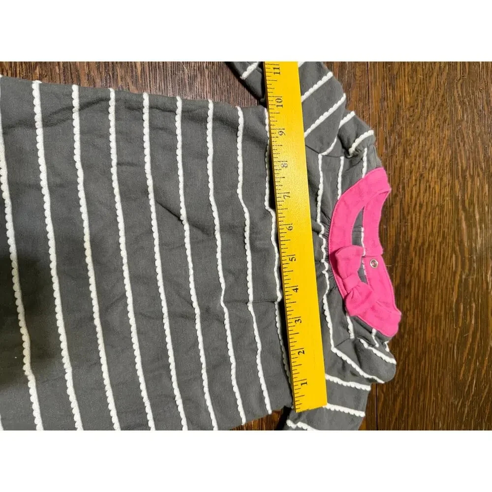 Gymboree Baby Girl Dress 12–18M Gray White Pink Collar BowLong SleeveCotton FLAW